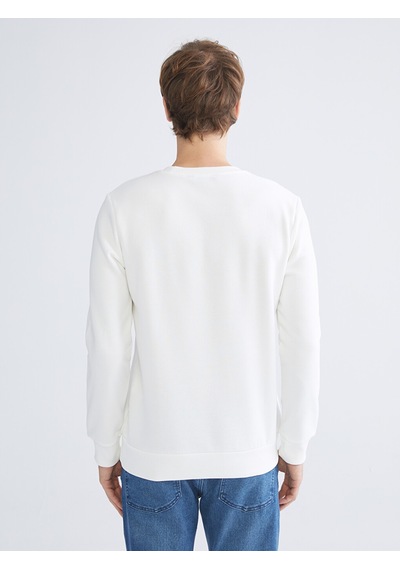 LC Waikiki Lc Waıkıkı Beyaz Bisiklet Yaka Uzun Kollu Sweatshirt