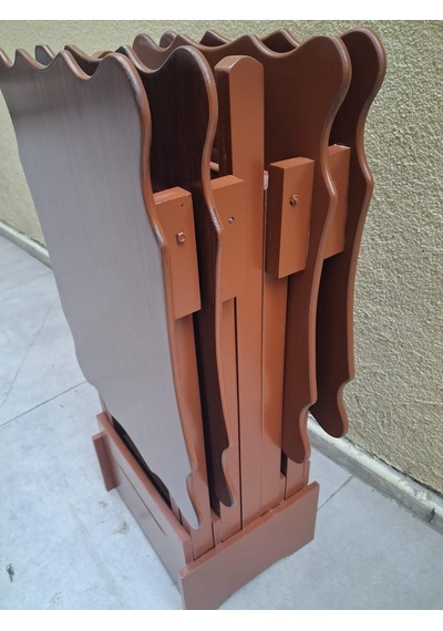 Zigon Çanta 90560 Sehpa Dikdörtgen Model Kayın Torna Parlak Ceviz Boya El Yapım Kahverengi