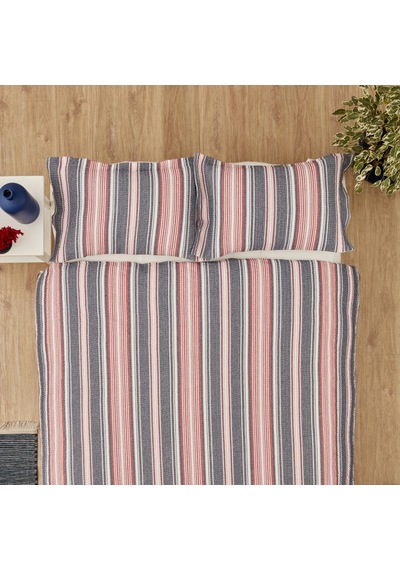 Karaca Home Denim Farley Çift Kişilik Yatak Örtüsü Seti Kırmızı