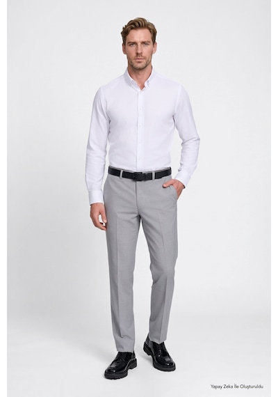 Ac&Co / Altınyıldız Classics Erkek Grı Slim Fit Dar Kesim Klasik Yan Cep Pantolon Gri