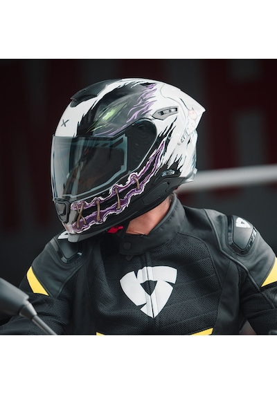 Nexx Y.100R Night Rider Kapalı Motosiklet Kaskı Beyaz - Mor - Siyah