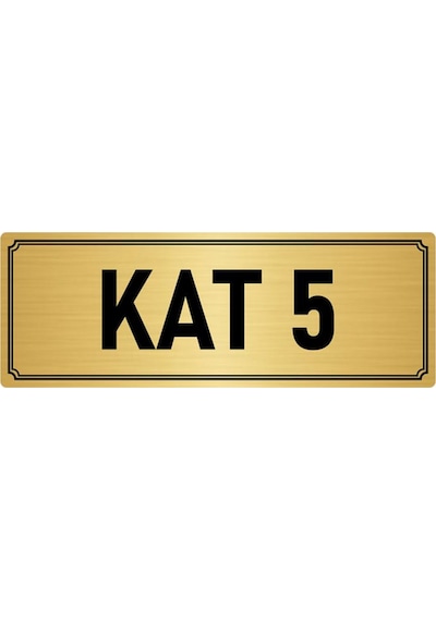 Metal Yönlendirme Levhası, Departman Kapı İsimliği Kat 5 7x20 cm Altın Renk
