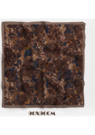 Ochre Desen 90x90cm Matte Cotton Eşarp Çok Renkli