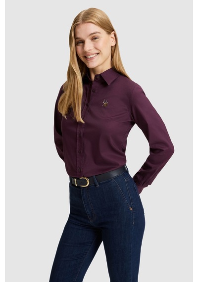 U.S. Polo Assn. Kadın Bordo Uzun Kollu Basic Gömlek 50329503-vr180 Dark Plum