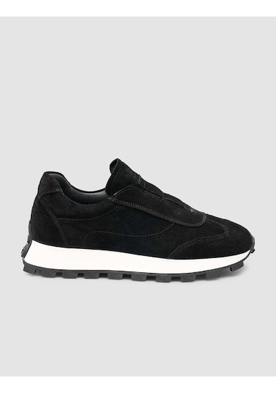 Hakiki Süet Deri Siyah Kürk Astarlı Kışlık Kadın Sneaker Siyah