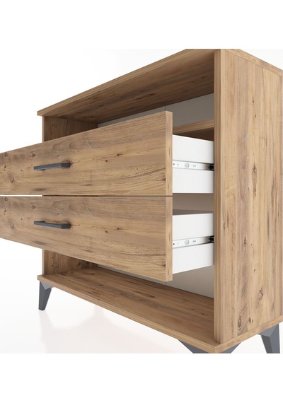 Arges Şifonyer Tek Raflı 2 Çekmeceli 88x30x80 Çam-çam Çam