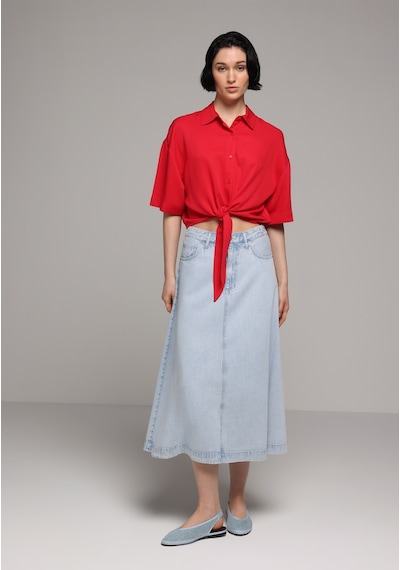 Colin's Colins Fashion Fit Shirt Neck Düz Kadın Kirmizi Kısa Kol Gömlek Cl1080562 Q1.v1 Red Kırmızı