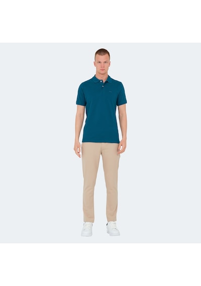 Slazenger VALE KTN Erkek Polo Yaka Petrol Tişört