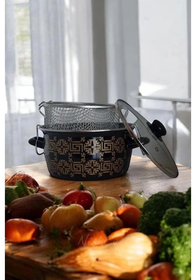 Prestij Siyah Desenli 22 Cm Kızartma Tenceresi 4.5 L Renkli