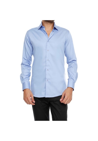 Efor Slim Fit Klasik Yaka Pamuk Saten Uzun Kol Mavi Gömlek Gk 214 Mavi