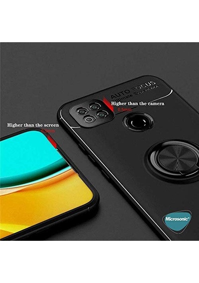 Ayrex Xiaomi Redmi 10a İçin Kılıf Kickstand Ring Holder Siyah Redmi 10a İle Uyumlu Kılıf - Siyah Diğer