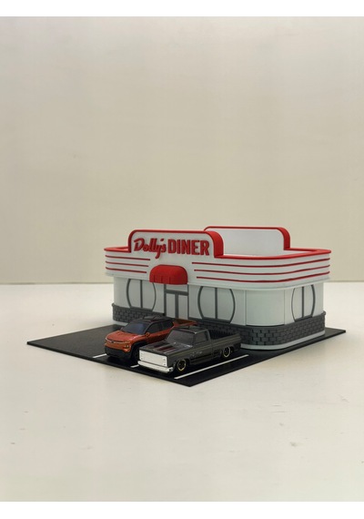 3d Baskı 1/64 Ölçekli Dolly's Dinner Bina Tasarımlı Diorama Araç Sergileme Garajı