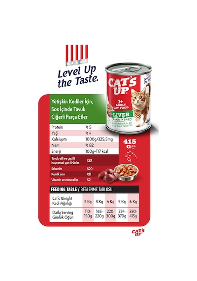 Cats Up Yaş Yetişkin Kedi Maması Ciğerli 415gr