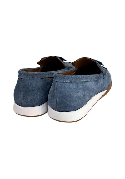Tufan Shoes Mavi Hakiki Süet Deri Toka Detay Comfort Günlük Ayakkabı Mavi