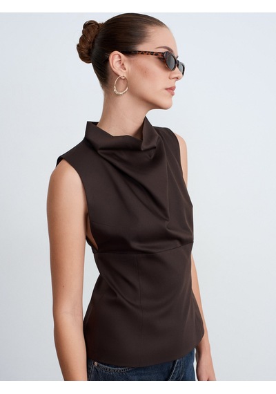 Dilvin 50539 Drapeli Bluz-kahve