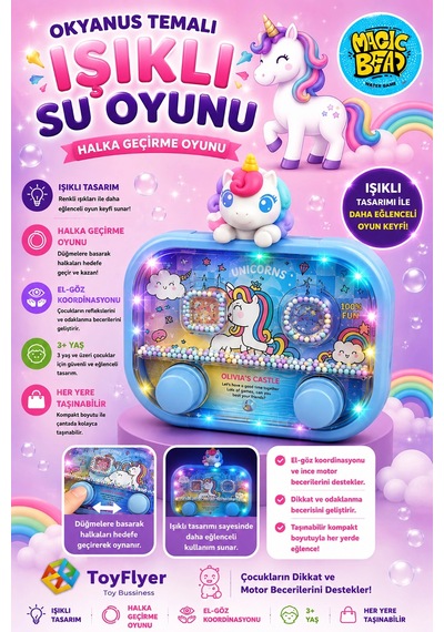 Su Oyunu Water Game Çocuklar İçin Eğlenceli Halka Geçirme Işıklı Unicorn Modelleri 2586bc-f12mav