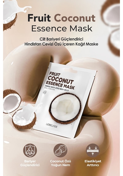 Lebelage Hindistan Cevizi Özü İçeren Nemlendirici Kağıt Maske Lebelage Fruit Coconut Mask