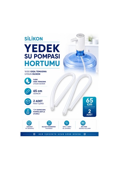 Su Pompası, Damacana Uyumlu Silikon Hortumu-boy 65 Cm / Ölçü 6 8 Mm-2 Adet Beyaz - 904876237 Beyaz