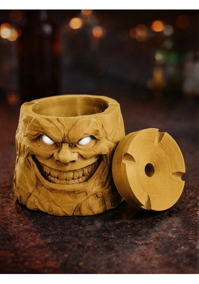 Alse 3d Korku Tasarımlı 3d Kül Tablası Kapaklı, Dekoratif, Özel Tasarım Masaüstü Aksesuarı Sarı 85mm X 82mm
