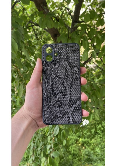 Samsung Uyumlu Galaxy A07 Yılan Desenli Kabartma Dokulu Kılıf Siyah