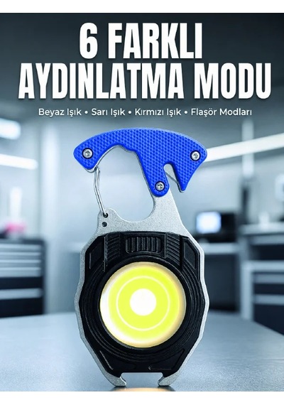 Araç Kamp Outdoor Ve Tamir İşleri İçin Çok Amaçlı Cob Led Şarjlı Kurtarma Ve Çalışma Feneri Sarı