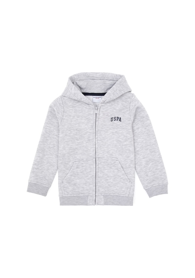 U.S. Polo Assn. Erkek Çocuk Açık Gri Örme Fermuarlı Kapüşonlu Hırka 50313852-VR001