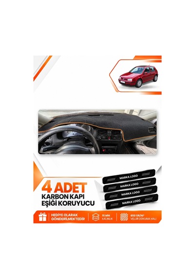 Volkswagen Golf 4 Mk4 1997-2003 Uyumlu Ön Torpido Koruma Kılıfı Örtüsü - Siyah Kahverengi