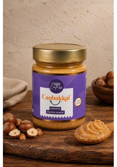 Canbakkal %99,9 Şekersiz Fındık Ezmesi 300 G İlave Şekersiz ve Katkısız Saf Fındık Kreması