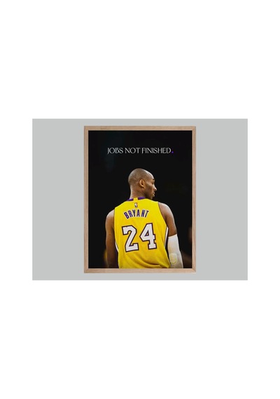 Kobe Bryant Doğal Ahşap Çerçeveli Tek Parça Dekoratif Tablo Çok Renkli - 819542212 Çok Renkli