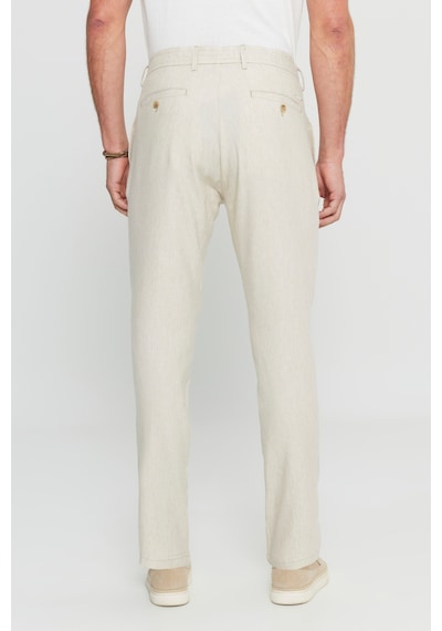 AC&Co / Altınyıldız Classics Erkek Bej Slim Fit Dar Kesim Beli Bağlamalı Yan Cepli Balıksırtı Desenli Pantolon Bej