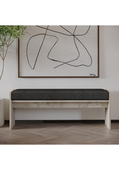 Pearl Bench Modern Tasarım Antre, Mutfak, Yatak Odası, Balkon Oturma Bankı, Kolay Kurulum, Traverten Desen Açık Bej
