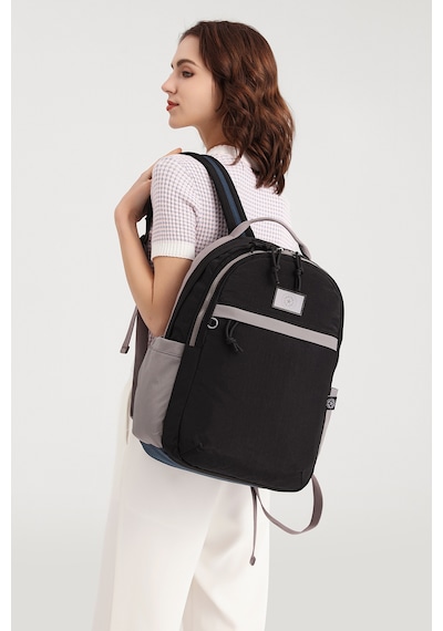 Smart Bags Büyük Boy Su Geçirmez Kumaş Renkli Çanta Siyah/gri
