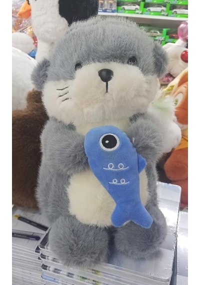 Peluş Uyku Arkadaşı Balık Tutan Susamuru Su Samuru Peluş 35 Cm Pelüş