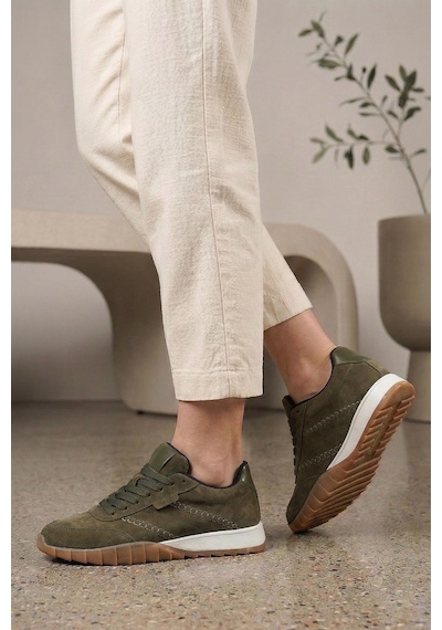 Tw Tonny White New York-048 Deri Spor Yürüyüş Günlük Sneaker Ayakkabı Haki