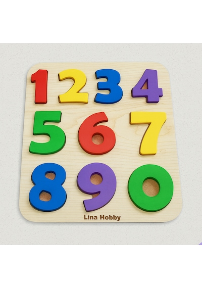 Çocuklar İçin Renkli Sayı Puzzle - Ahşap Tabanlı 3d Rakamlar 20x17 Cm - Eğlenerek Öğrenme Sayılar + Harfler