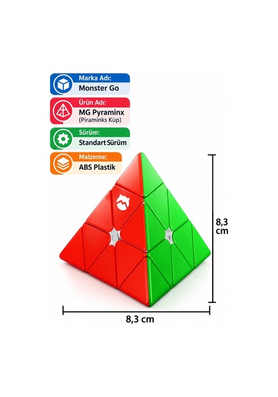Gan Pyraminx Zeka Küpü Piramit Akıl Oyunu Hız Küpü Stickerless Eğitici Bulmaca