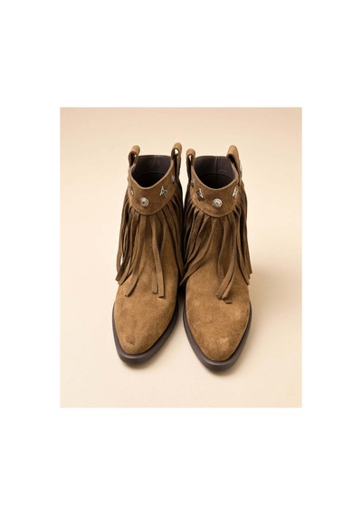 37brandshoes Süet Püsküllü Western Bot Kahverengi Kahverengi