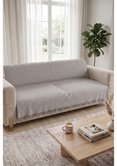 Villadia Home Textile Koltuk Örtüsü Koltuk Şalı Pamuklu Kaymaz Yumuşak Yıkanabilir 3 Lü Koltuk Kanepe Tekli Koltuk Örtüsü Çok Amaçlı Örtü 170 X 220 Petekkltört