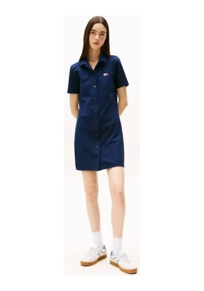Tommy Jeans Tommy Hilfiger Kadın Lacivert Pique Polo Elbise Çok Renkli