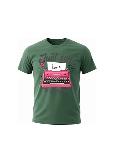 Urbantrendstore Unisex Love Oversize Fit Rahat Geniş Salaş T-shirt Günlük Tişört Yeşil