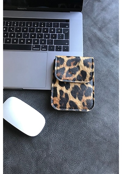 Magic Mouse Kılıfı Apple Uyumlu Vegan Deri Leopar Kılıf