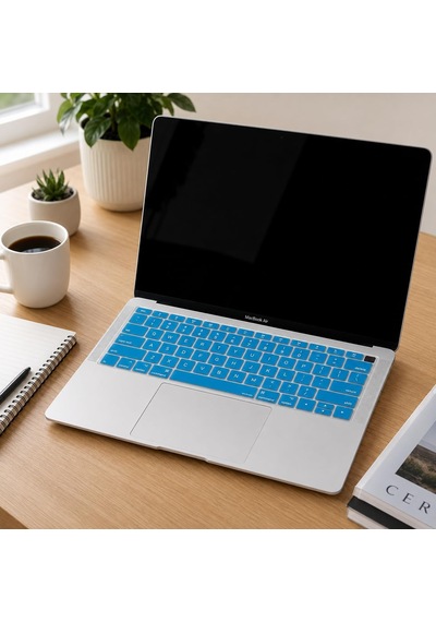 Silikon Klavye Koruyucu Macbook Air 13 Retina Uyumlu A1932 A2179 A2337 M1 Us Amerikan Enter Ansı İngilizce Keyboard Cover Açık Mavi