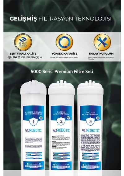 Inline Premium 5000 Serisi Yedek 4'lü Su Arıtma Filtresi