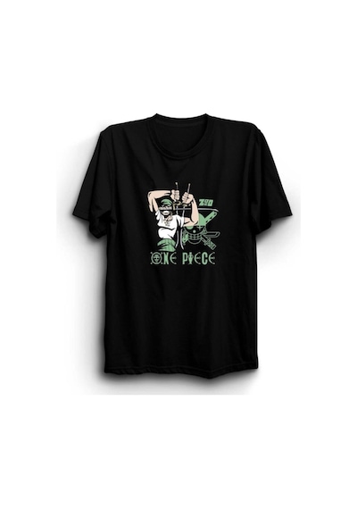 Stoned&Fame One Piece Anime Baskılı T-shirt SIYAH Siyah