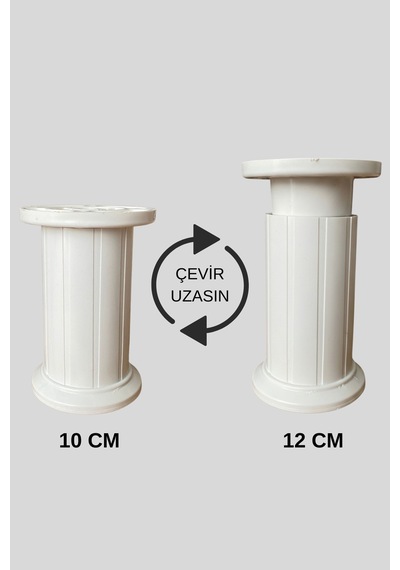 Plastik Baza Koltuk Kanepe Robot Süpürge İçin Yatak Ayağı 10x12 Cm - 8 Adet Beyaz Diğer