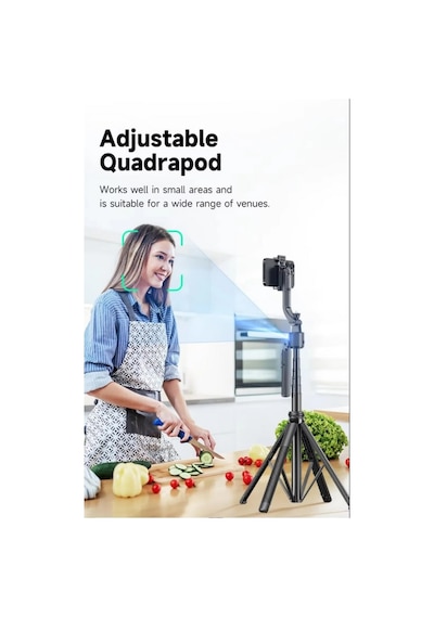 C17 Tripod 360 Otomatik Rotasyon Çekim Quadrapod Profesyonel Selfie Çubuğu Aı Yüz Takibi 163cm