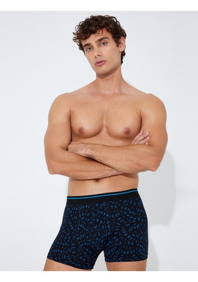Koton 3'lü Boxer Seti Slogan Baskılı Çok Renkli Pamuklu Siyah 5wlm90029mk Siyah