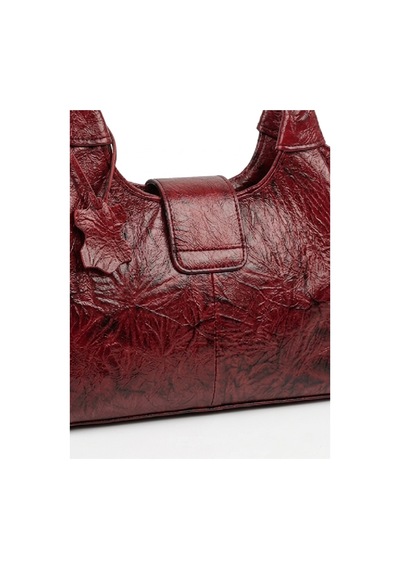 Levano Leather Premium Hakiki Dana Derisi Kadın Bordo Omuz Çantası - Parlak Dokulu Şık Ve Günlük Deri Çanta Kırmızı
