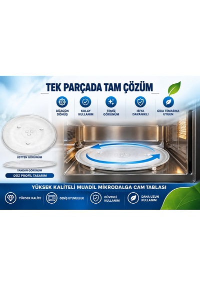 Mikrodalga Fırın Cam Tepsi Tabak 27cm Çap Delikli