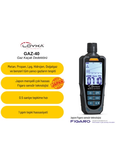 Loyka Gaz-40 Profesyonel Yanıcı Gaz Kaçak Dedektörü Japon Figaro Sensörlü